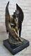 Rare Victorian Vintage Neoclassical Bronze Demon Devil Statue Metal Horns Art