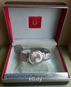 Rare Vintage 10k White GF 1965 Bulova Accutron M5 214 Men's Diamond Dial Watch