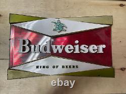 Rare Vintage 1940's-50's Budweiser King Of Beers Embossed Metal And Plastic Sign