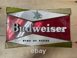 Rare Vintage 1940's-50's Budweiser King Of Beers Embossed Metal And Plastic Sign