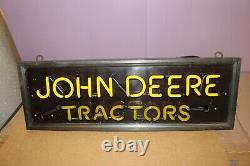 Rare Vintage 1940's John Deere Tractors 2 Color Neon Lighted Metal Flexlume Sign