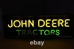 Rare Vintage 1940's John Deere Tractors 2 Color Neon Lighted Metal Flexlume Sign