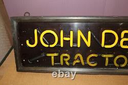 Rare Vintage 1940's John Deere Tractors 2 Color Neon Lighted Metal Flexlume Sign
