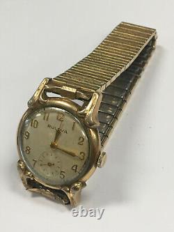 Rare Vintage 1950's Estate 1952 Bulova Windsor L2 10BT Gold Tone Watch Flex Band