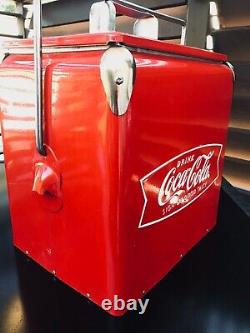 Rare Vintage 1950's replica of a coca-cola metal ice chest with bottle opener