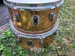 Rare Vintage 1970s Ludwig B/o Pointy Badge 13 And 14 Timbales Drums Percussion