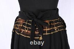 Rare Vintage 50s Hand Painted Metallic Full Circle Skirt Mexican Dancers Musical