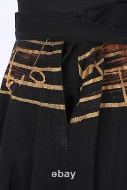 Rare Vintage 50s Hand Painted Metallic Full Circle Skirt Mexican Dancers Musical