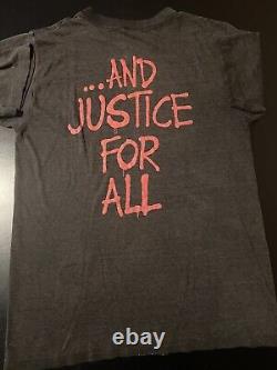 Rare Vintage 80s Metallica And Justice For All T-Shirt Metal Rock Thin Faded