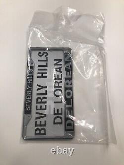 Rare Vintage Beverly Hills DeLorean Metal License Plate Frame and Tag DMC DMC-12