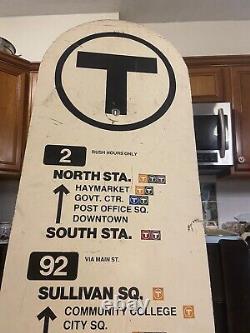 Rare Vintage Boston Orange Line MBTA T BUS Rush Hours Only Metal Sign 2 92 93