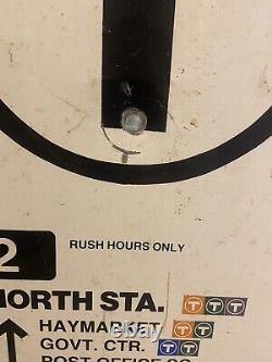Rare Vintage Boston Orange Line MBTA T BUS Rush Hours Only Metal Sign 2 92 93