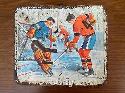 Rare Vintage Canadian Hockey Lunch Box General Steel Wares 1950's or 60's