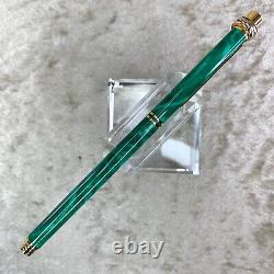 Rare Vintage Cartier Ballpoint Pen Vendome Trinity Green Malachite Lacquer withBox