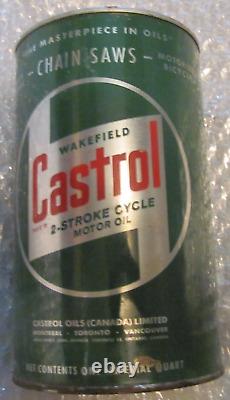 Rare Vintage Castrol 2 Cycle Motor Oil Nos Metal Can Tin Full Unused Original