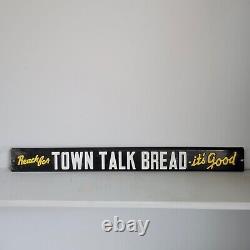 Rare Vintage Door Push Metal Plate Town Talk Bread Reach For It's Good