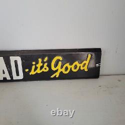 Rare Vintage Door Push Metal Plate Town Talk Bread Reach For It's Good