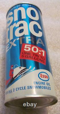 Rare Vintage Esso Sno Trac Snowmobile Oil Nos Metal Can Tin Full Unused Original