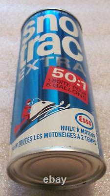 Rare Vintage Esso Sno Trac Snowmobile Oil Nos Metal Can Tin Full Unused Original