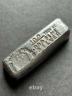 Rare Vintage First gen 10oz Phoenix Precious Metals 999 Poured Silver Bar