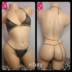 Rare? Vintage Frederick's Of Hollywood Metal Chain Bikini Set OS