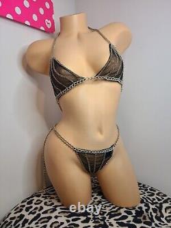 Rare? Vintage Frederick's Of Hollywood Metal Chain Bikini Set OS