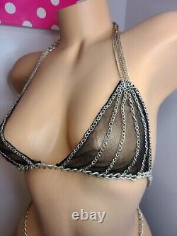 Rare? Vintage Frederick's Of Hollywood Metal Chain Bikini Set OS