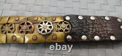 Rare Vintage Leather Belt Heavy Metal Brass