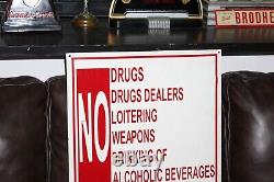 Rare Vintage Los Angeles No Drug Dealers Weapons Drinking Metal Sign Police Cop