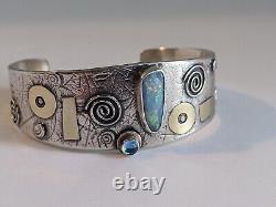 Rare Vintage Lucinda Moran Cuff Bracelet 22mm Wide Sterling PROTECT THIS WOMAN