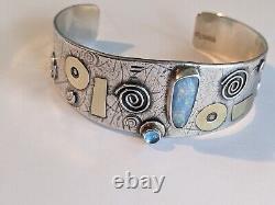 Rare Vintage Lucinda Moran Cuff Bracelet 22mm Wide Sterling PROTECT THIS WOMAN