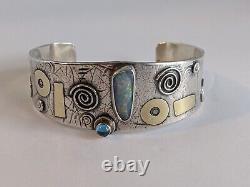 Rare Vintage Lucinda Moran Cuff Bracelet 22mm Wide Sterling PROTECT THIS WOMAN