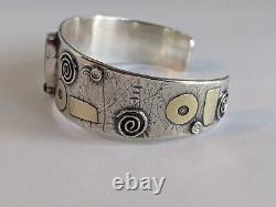 Rare Vintage Lucinda Moran Cuff Bracelet 22mm Wide Sterling PROTECT THIS WOMAN