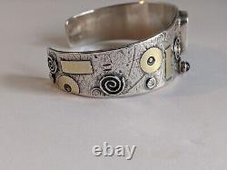 Rare Vintage Lucinda Moran Cuff Bracelet 22mm Wide Sterling PROTECT THIS WOMAN