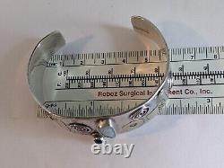 Rare Vintage Lucinda Moran Cuff Bracelet 22mm Wide Sterling PROTECT THIS WOMAN