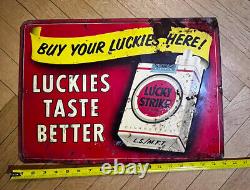 Rare Vintage Lucky Strike Cigarettes Metal Sign 13 X 19