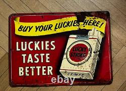 Rare Vintage Lucky Strike Cigarettes Metal Sign 13 X 19