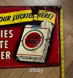 Rare Vintage Lucky Strike Cigarettes Metal Sign 13 X 19