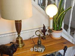 Rare Vintage MCM Warren Kessler French Empire Ornate Brass Table Desk Lamp 16