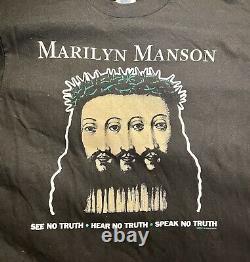 Rare Vintage Marilyn Manson Believe Tour Shirt Size L Rock Metal Gothic 96