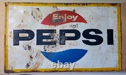 Rare Vintage Metal Pepsi Sign 5'x3