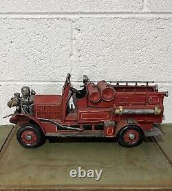 Rare Vintage Metal Tin Fire Truck Old Red Rare Collectible Truck 19 Red Truck