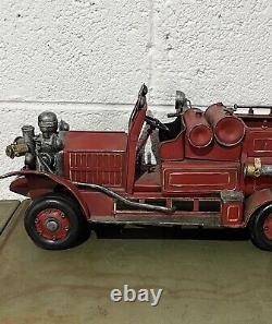 Rare Vintage Metal Tin Fire Truck Old Red Rare Collectible Truck 19 Red Truck