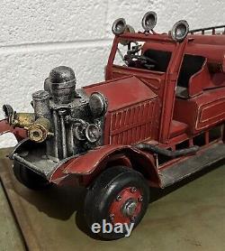 Rare Vintage Metal Tin Fire Truck Old Red Rare Collectible Truck 19 Red Truck