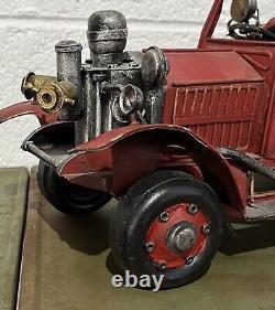 Rare Vintage Metal Tin Fire Truck Old Red Rare Collectible Truck 19 Red Truck