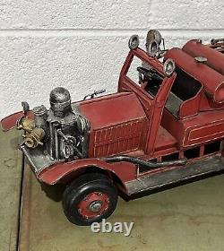 Rare Vintage Metal Tin Fire Truck Old Red Rare Collectible Truck 19 Red Truck