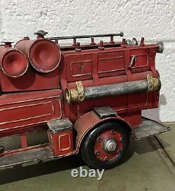 Rare Vintage Metal Tin Fire Truck Old Red Rare Collectible Truck 19 Red Truck