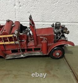 Rare Vintage Metal Tin Fire Truck Old Red Rare Collectible Truck 19 Red Truck