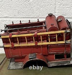 Rare Vintage Metal Tin Fire Truck Old Red Rare Collectible Truck 19 Red Truck