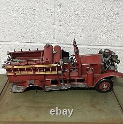 Rare Vintage Metal Tin Fire Truck Old Red Rare Collectible Truck 19 Red Truck